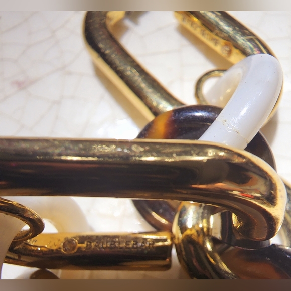 Baublebar 4 inch leopard print, white and gold chain link drop earrings - Picture 3 of 5